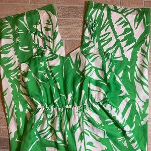 Lilly Pulitzer Green Romper Pocket Banana Leaves